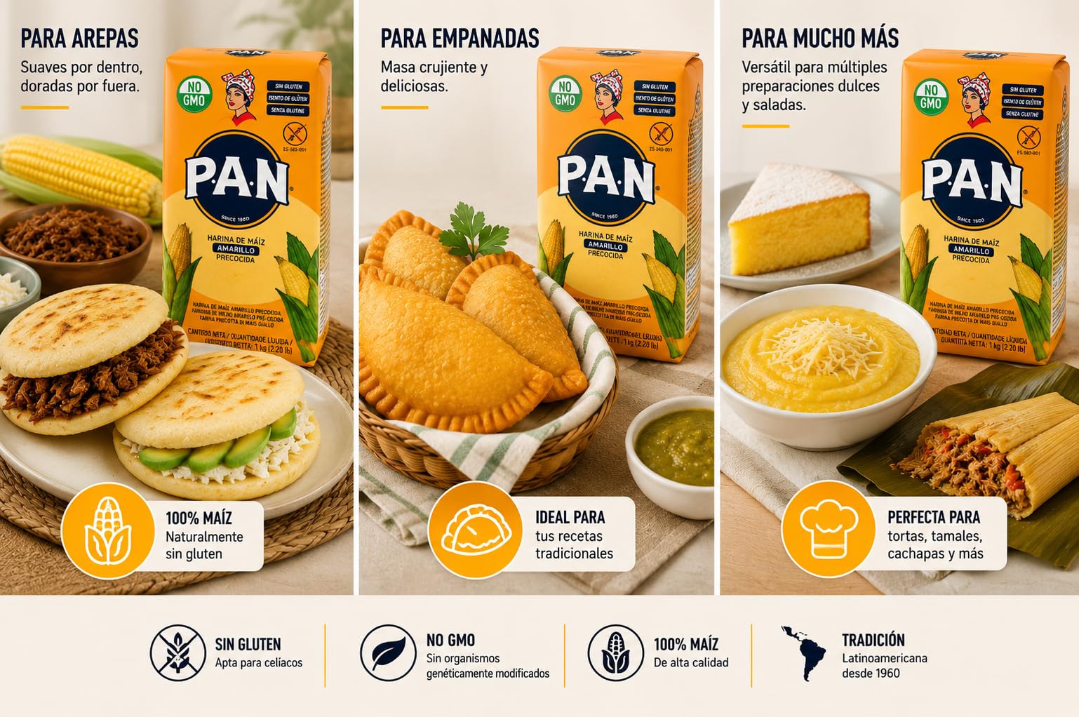 HARINA - PAN - CAJA DE HARINA PAN DE MAIZ AMARILLO PRECOCIDA - 1 KG - 10 UNIDADES