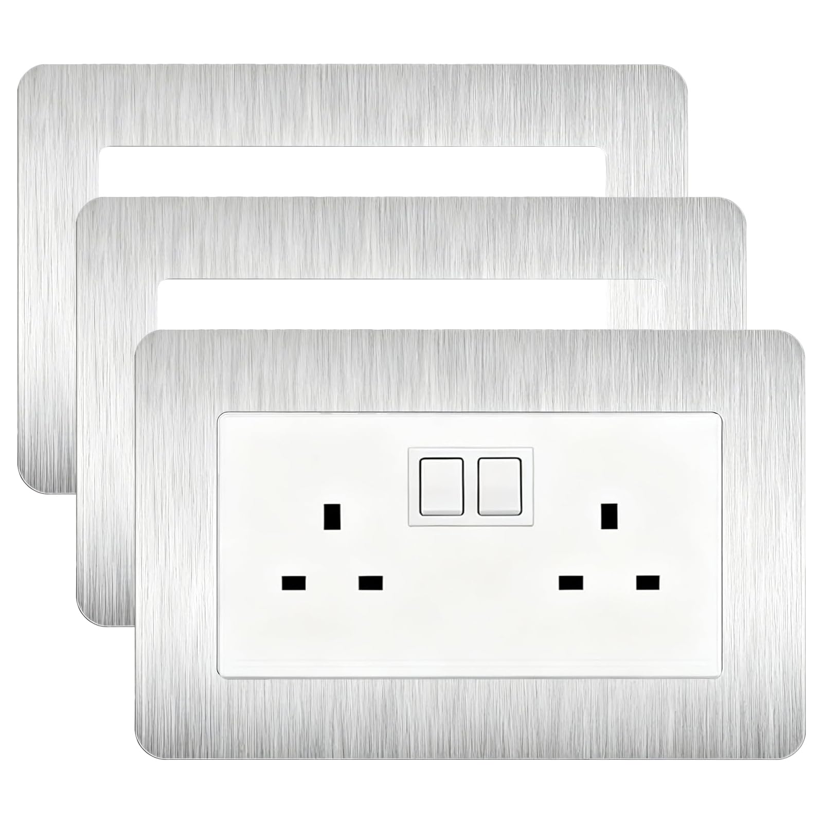 Plaque murale double prise en argent brossé Cadre décoratif haut de gamme lot de 3