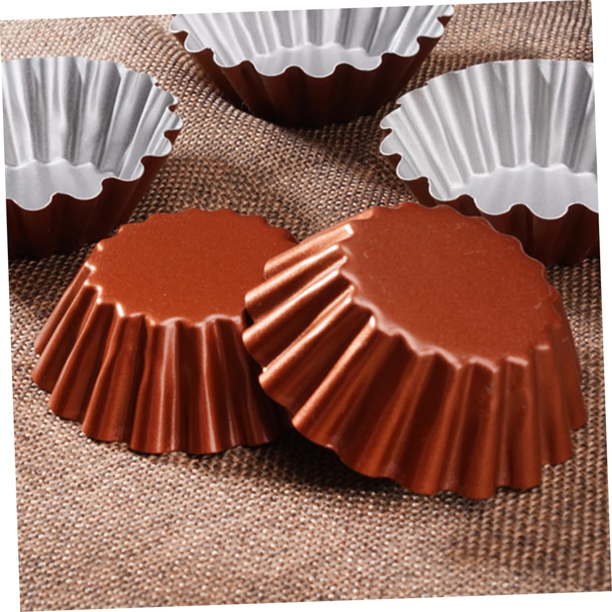 Cabilock 24pcs Tart Mold Fluted High-carbon Steel Baking Cups for Muffins Pudding and Tarts Nonstick Easy to Bakeware for Parties and Gatherings