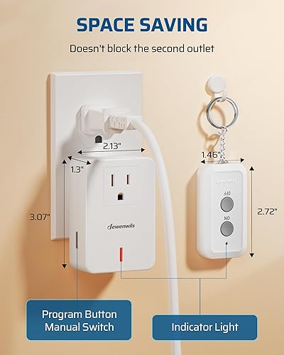Miniatura 5 de DEWENWILS Indoor Remote Control Outlet Expandable Remote Light Switch Kit Wireless On Off Power Switch 100ft RF Range Compact Design White