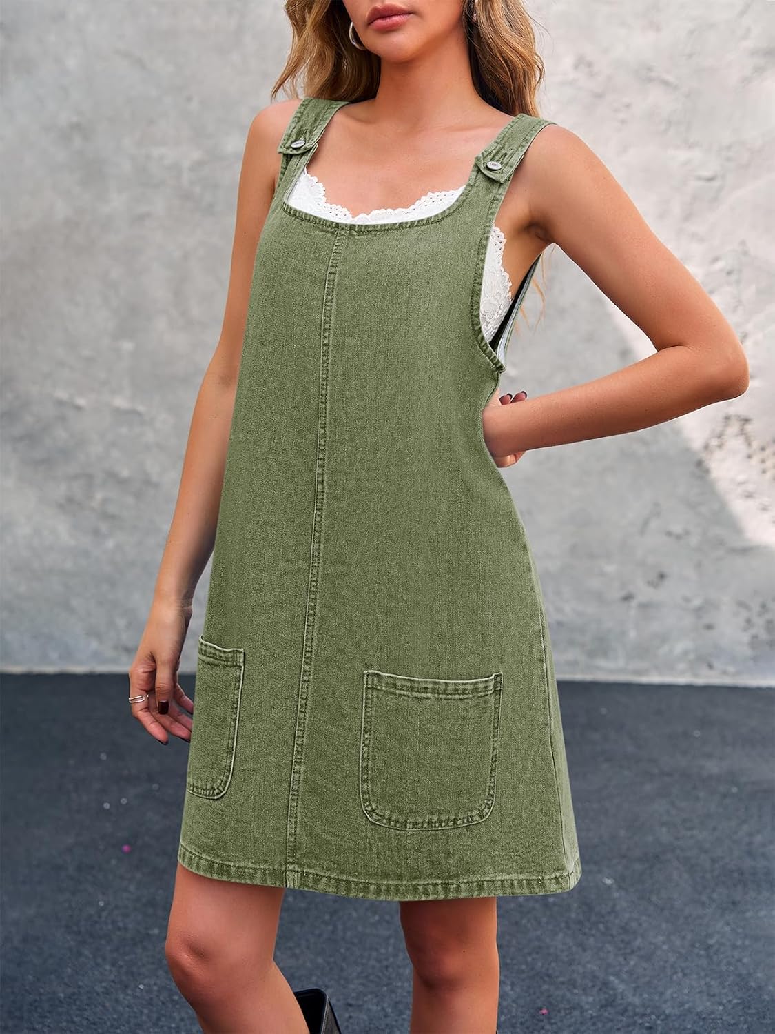 BZB Women's Sleeveless Casual Denim Dress Crewneck Vintage Loose Jean Overall Dress with Pockets - Image 3