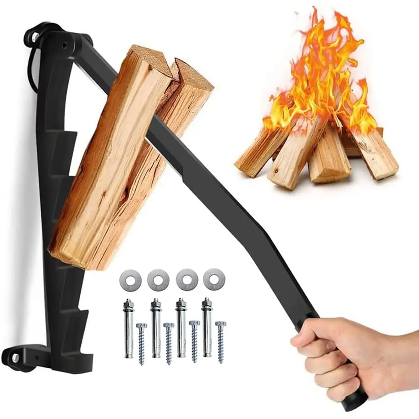 Fendeur de bûches manuel, fendeuse portable pour bois de chauffage, coupe-bois à main, outil de fendage robuste pour la maison et le camping en plein air