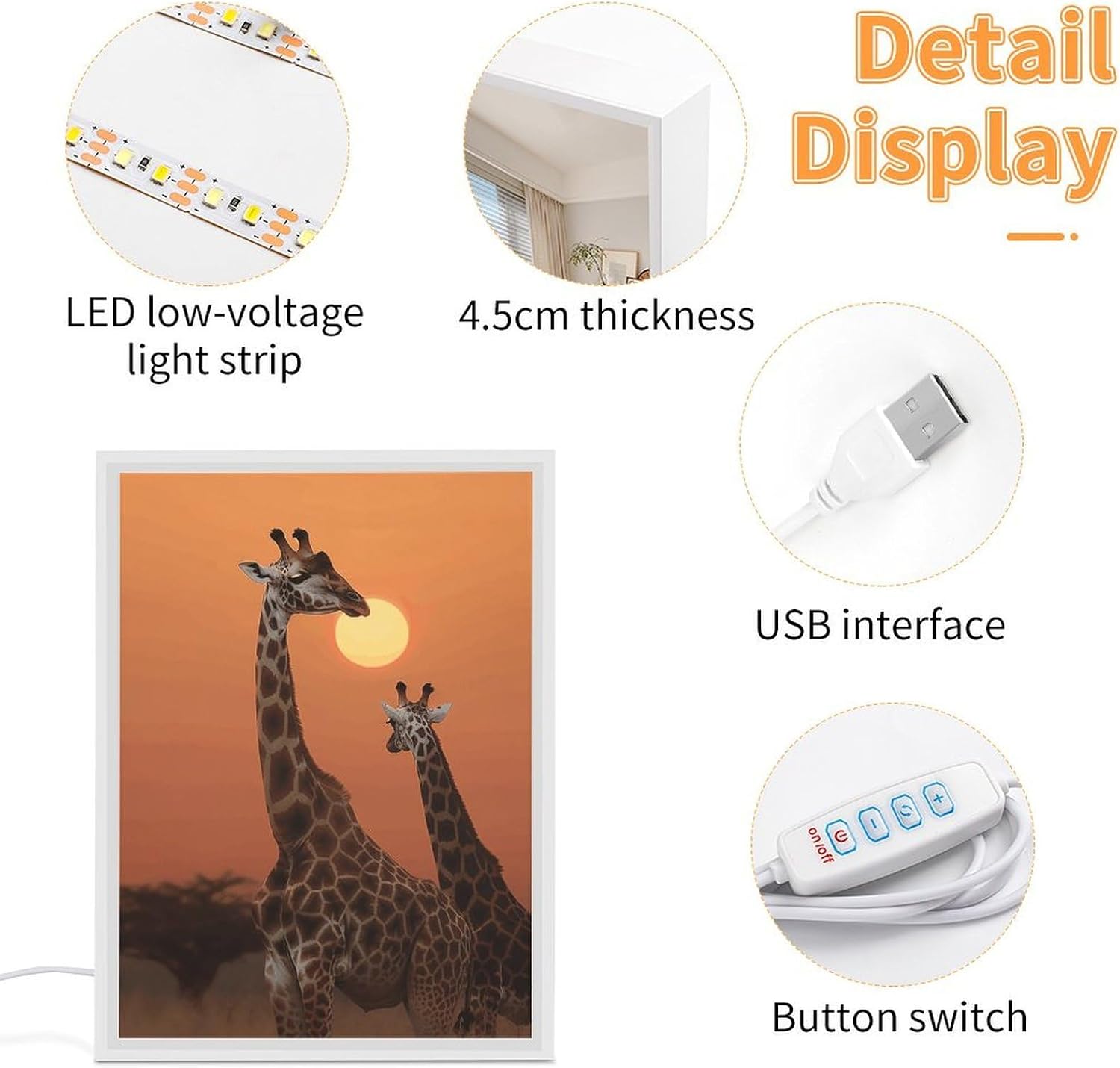 Giraffe at Sunset Vanity Mirror with Lights Lighted Makeup Mirror with 3-Color Lighting Dimmable LED Makeup Mirror for Vanity Desk Tabletop Bedroom Dressing Room image 4