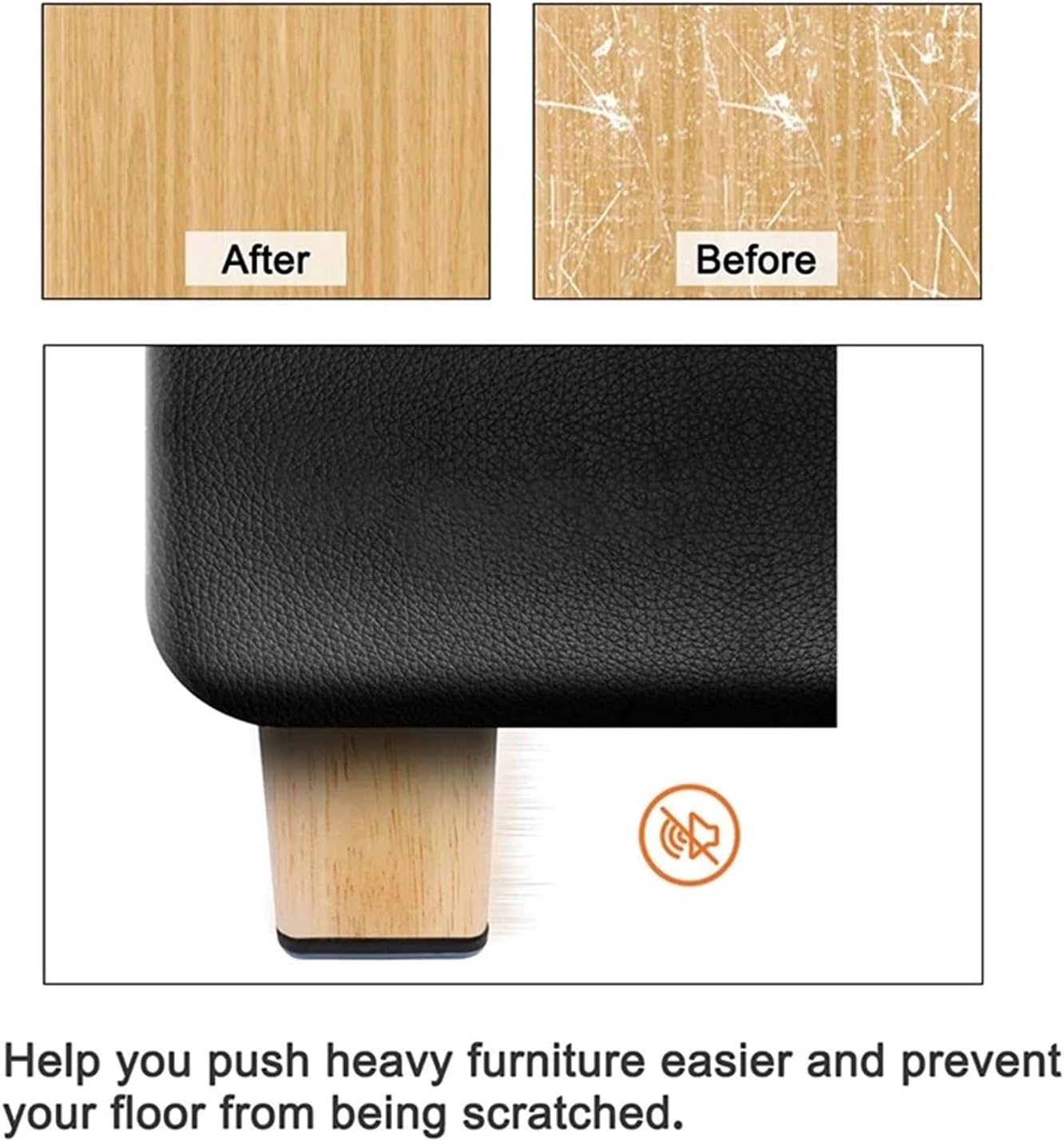 24Pcs Furniture Sliders 30Mm Furniture Leg Protectors With Screws Square Chair Leg Protectors Furniture Glide Pads
