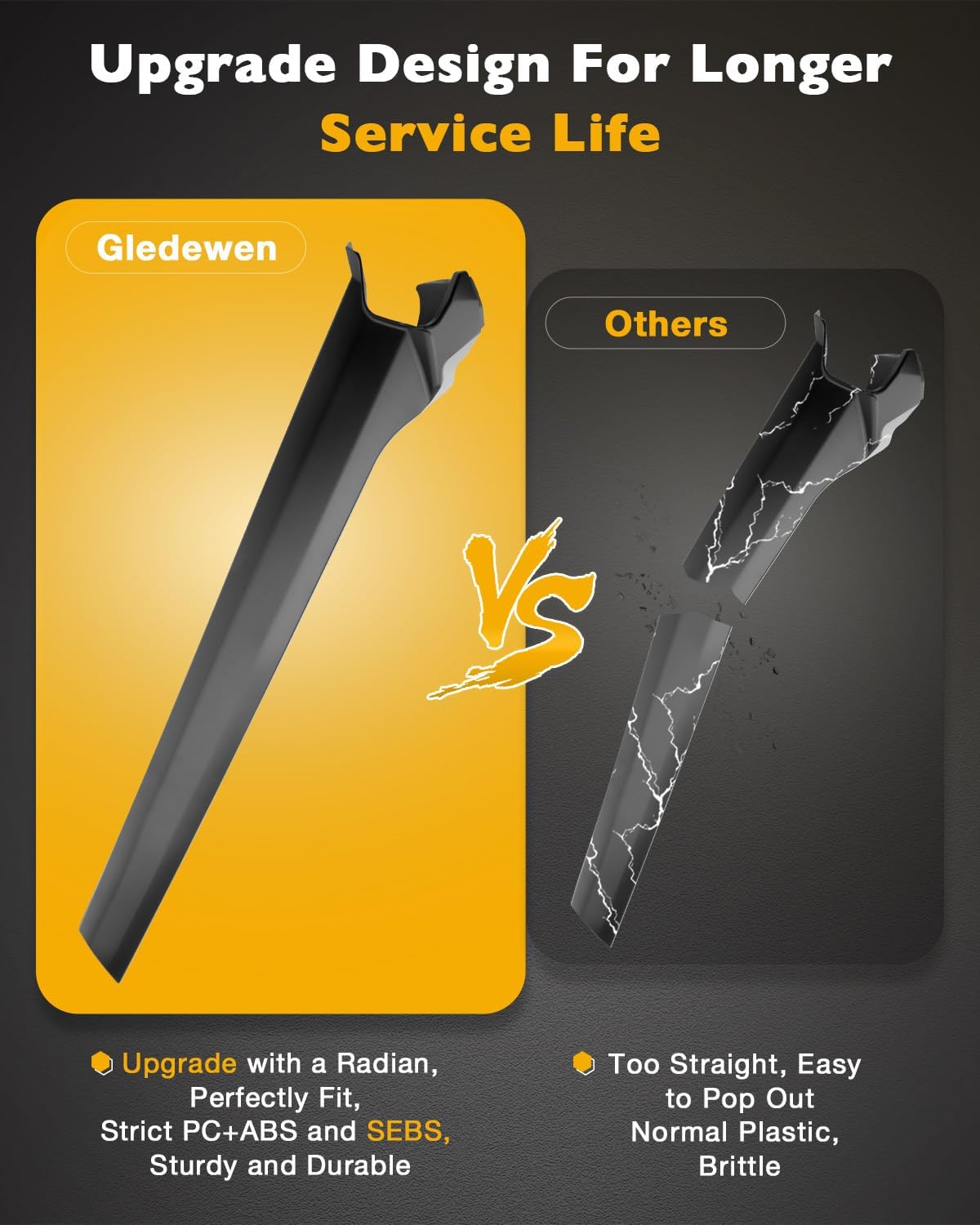 A-Pillar Trim Molding Windshield Set, Compatible with 2005-2009 Land Rover LR3, 2010-2016 Land Rover LR4, Front Left Driver & Right Passenger Side, #LR046853 LR046851, Window Trim Moulding Cover Panel