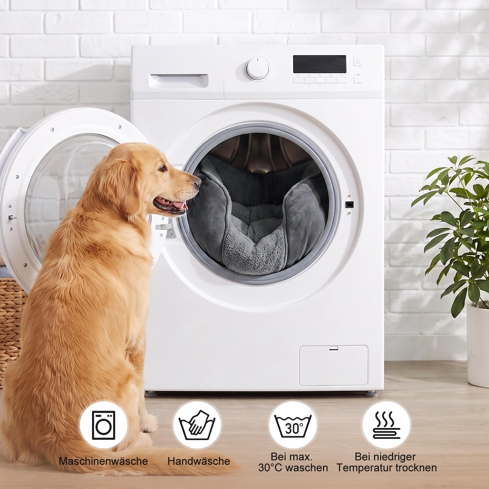 FURTIME Hundebett XXL Grosse Hunde, Hundekorb Waschbar, 106x80x23cm