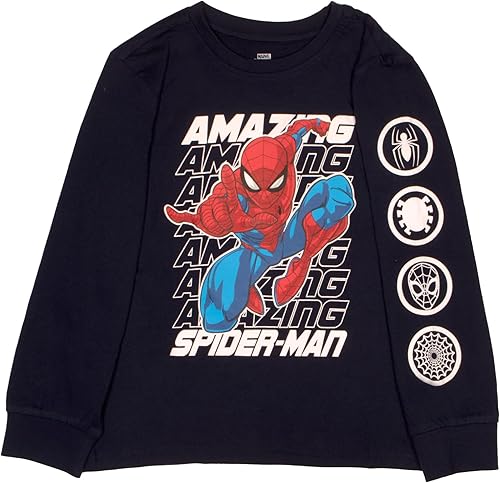 Miniatura 3 de Marvel Spider-Man and Avengers - Juego de 2 camisetas de manga larga para niños, Spiderman y Avengers para niños