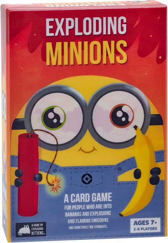 Exploding Minions by Exploding Kittens - 2-5 jugadores - Edades 7+ - 15 minutos para jugar - Juego de cartas temático Minions High Stakes - Juego de fiesta, ideal para noches familiares, niños y adultos