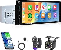Hodozzy 1 DIN Autórádió 6.86" HD Érintőképernyővel - Vezeték Nélküli CarPlay & Android Auto, Bluetooth, Tükrözés, Hangvezérlés, FM, USB + To 1