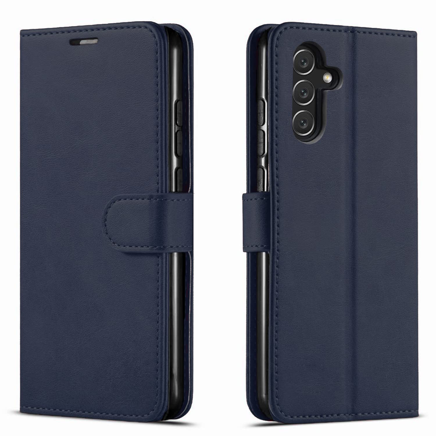 Galaxy A13 5G Case, Samsung Galaxy A13 5G Case, With [Tempered Glass Screen Protector Included] STARSHOP PU Leather Wallet Shockproof Phone Cover Kickstand With Pocket Card Slots Magnet Closure-Blue