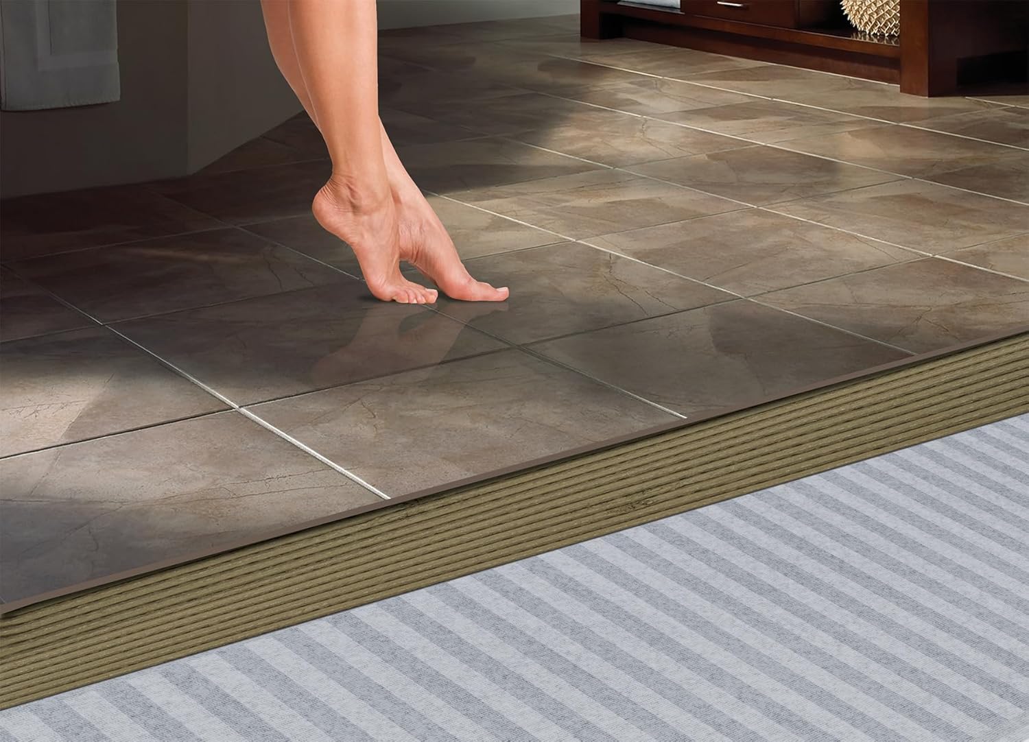 QuietWarmth Tile QWT1.5X5F240 Radiant Floor Heating Mat for Below Tile, Stone, and Glued Flooring- Mat Size 1.5'x5' 240 Volt (Covers 7.5sf)
