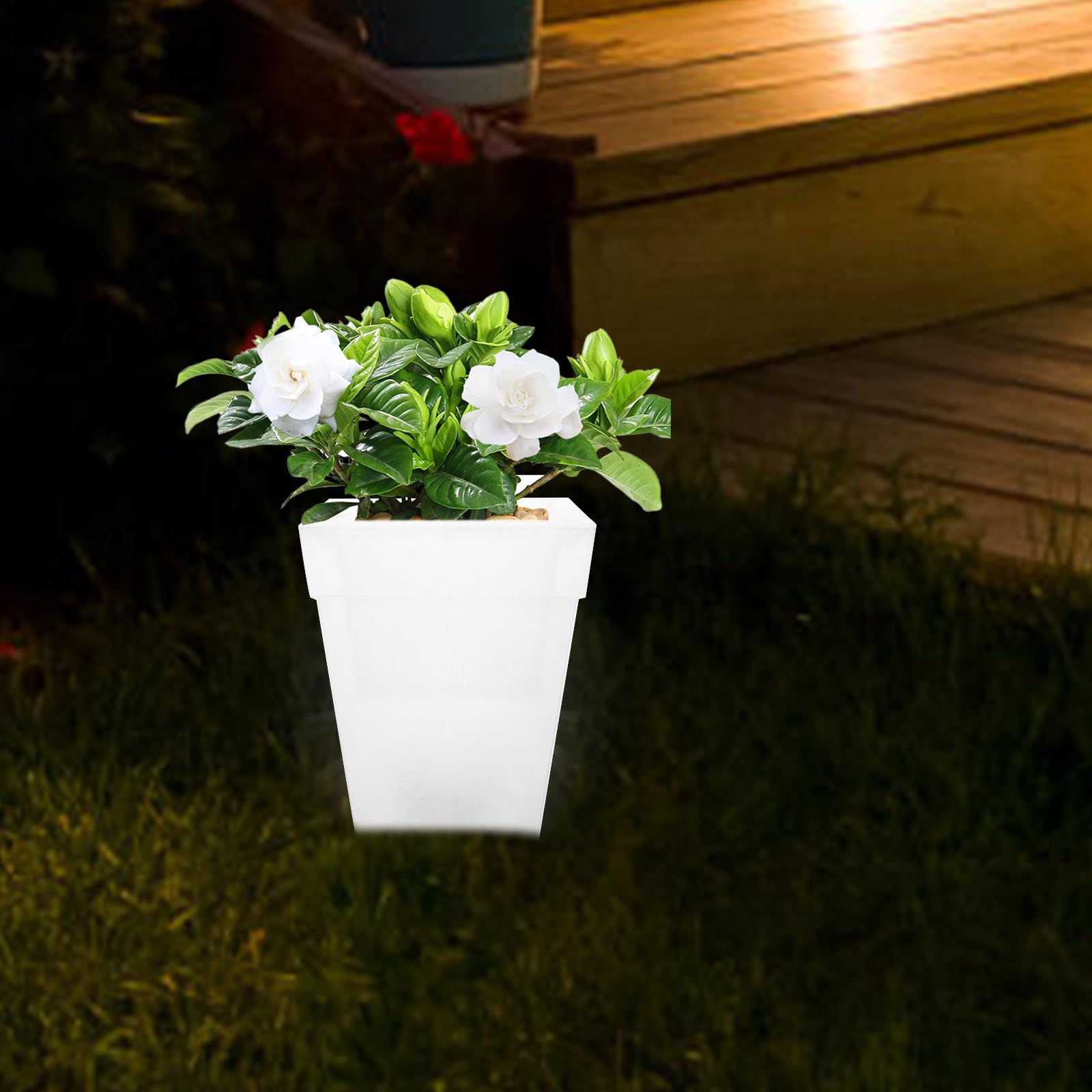 UKCOCO Vaso Luminoso Solare per Giardino Luce Ambientale, Fioriera da Esterno per Balcone e Piante Decorative