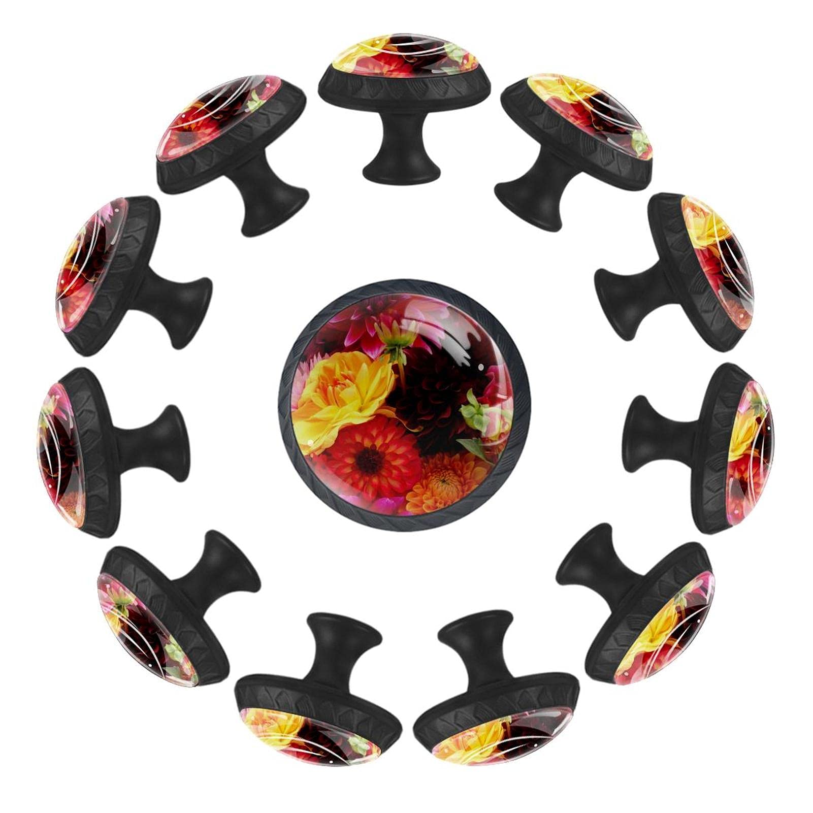 Boutons de tiroir pivoine 35mm poignée meuble enfant jaune rouge commode x12