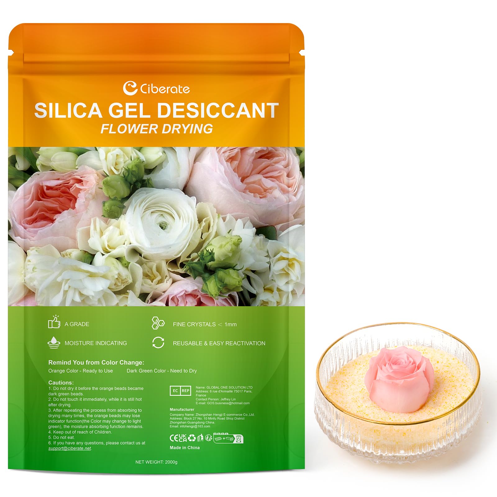 Kieselgel Granulat 1 Kg – Körnung 0,5–1 Mm, Zum Trocknen Von Blumen & Als Luftentfeuchter