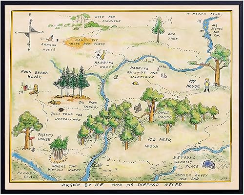 Winnie Pooh - Decoración para cuarto de bebé, grande de 11 x 14 pulgadas, arte de pared para habitación de bebé pequeño, decoración de dormitorio de