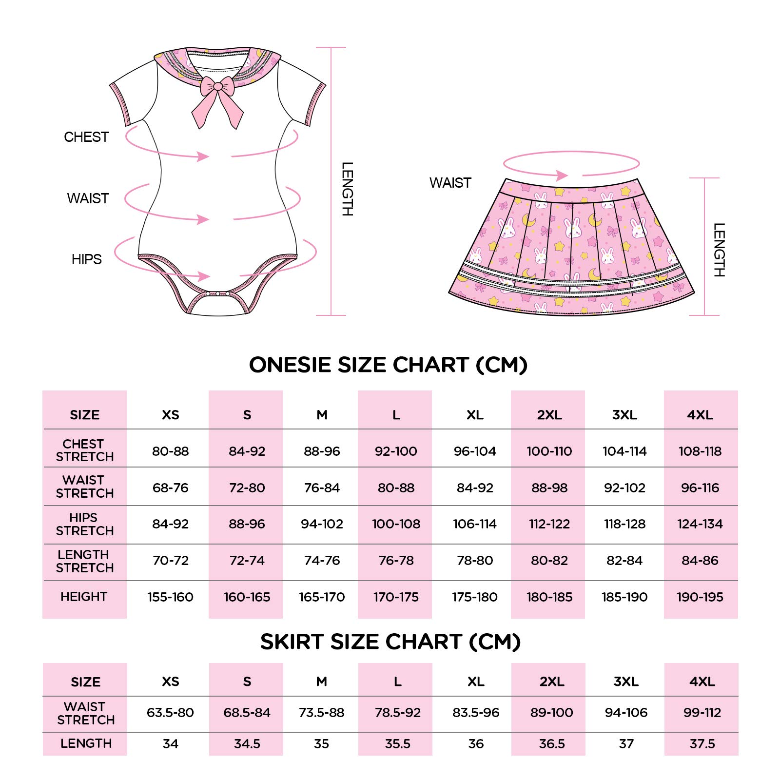 LittleForBig Bawełniany śpioszki Onesie Piżama Bodysuit Cosplay magiczny dziewczęcy Sukienka Zestaw spódnicy onesie mundurowej-Usagi M