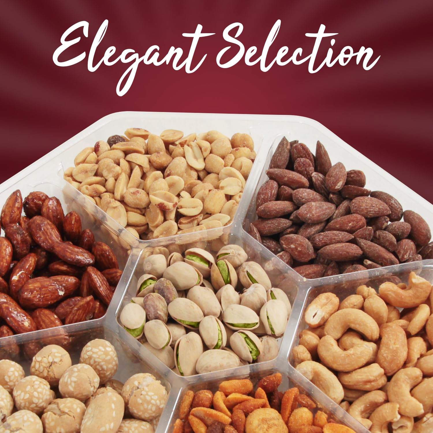 Easter Nut Gift Baskets, 14oz Mixed Nut Gift Box of 7 Sectional Platter, Ideal Nut Assortment for Holidays, Birthdays, Celebrations, Anniversaries, Corporate Occasions and Everyday Snacking