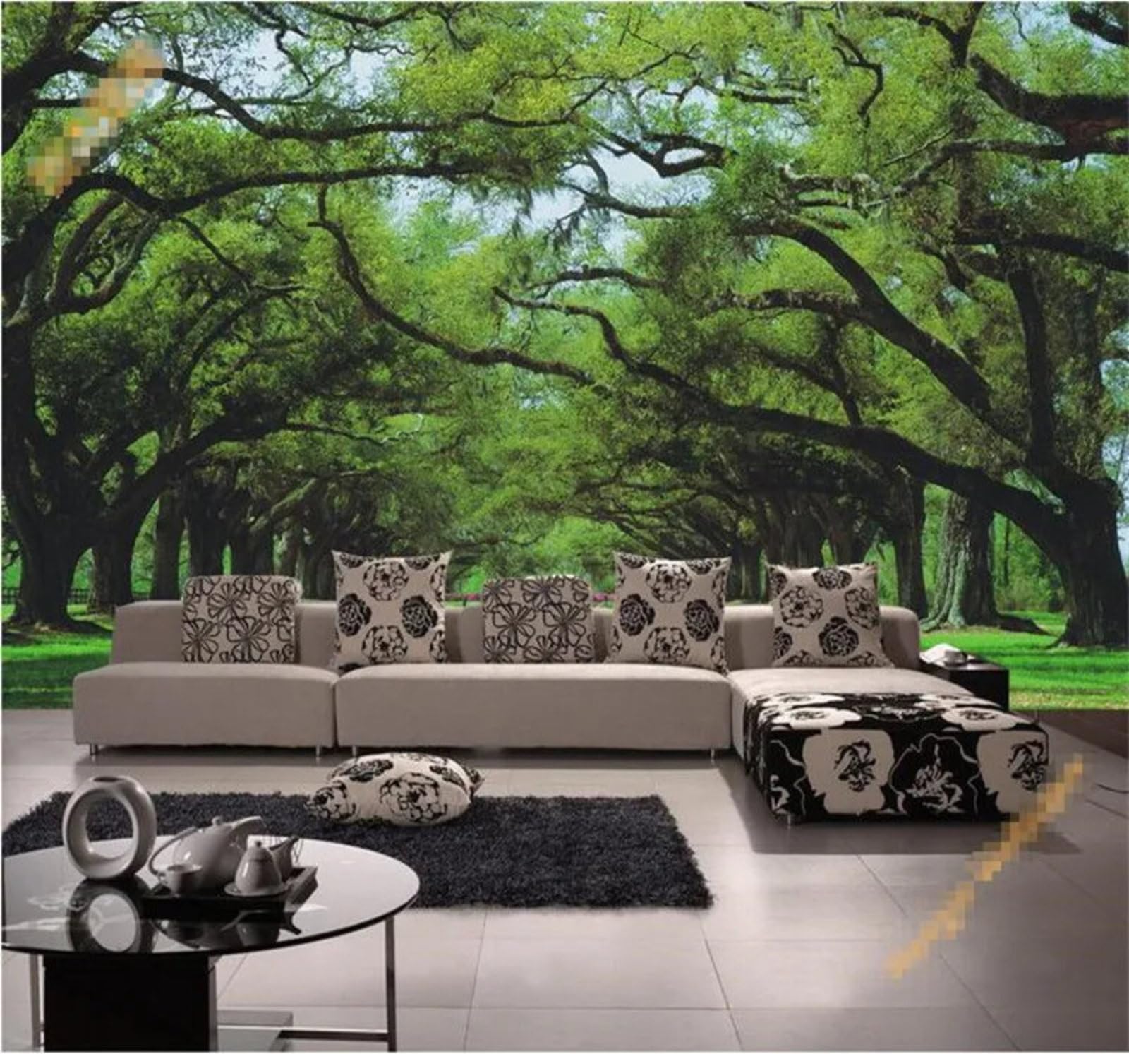 Xlming 350Cm×256Cm(B×H) Fresh Green Forest Path Sense Of Space 3D Wallpaper Luxury Home Dining Decor Paste Sofa Living Room The Wall For Bedroom Mural-350Cm×256Cm