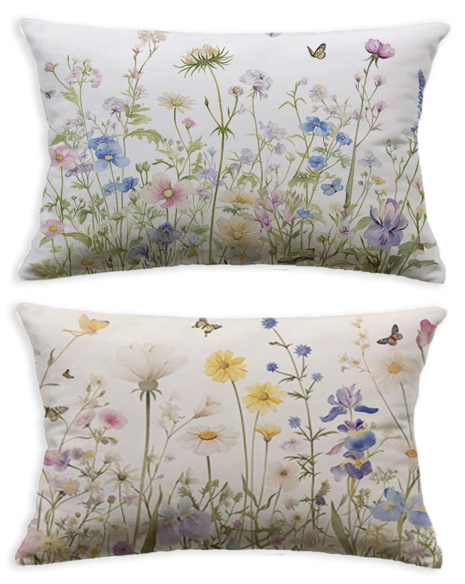 Coussin fleur en velours blanc 50x70 cm protège oreiller haut de gamme double face O-169C