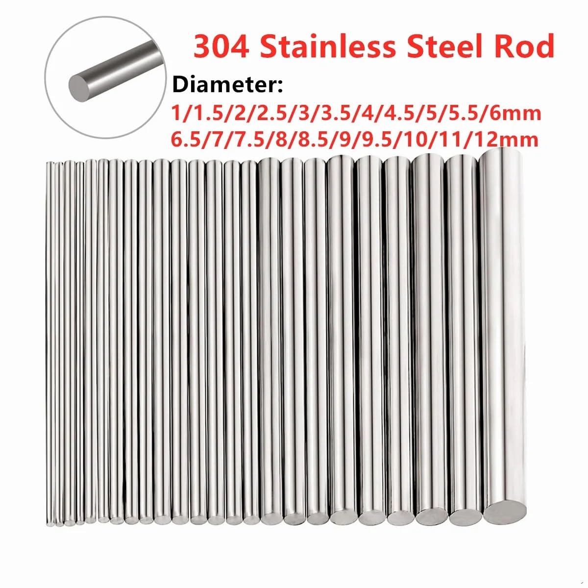 Lot De 5 Tiges Rondes En Acier Inoxydable 304 - Diamètre 4mm, Longueur 350mm - Pour Modélisme Ou Bricolage