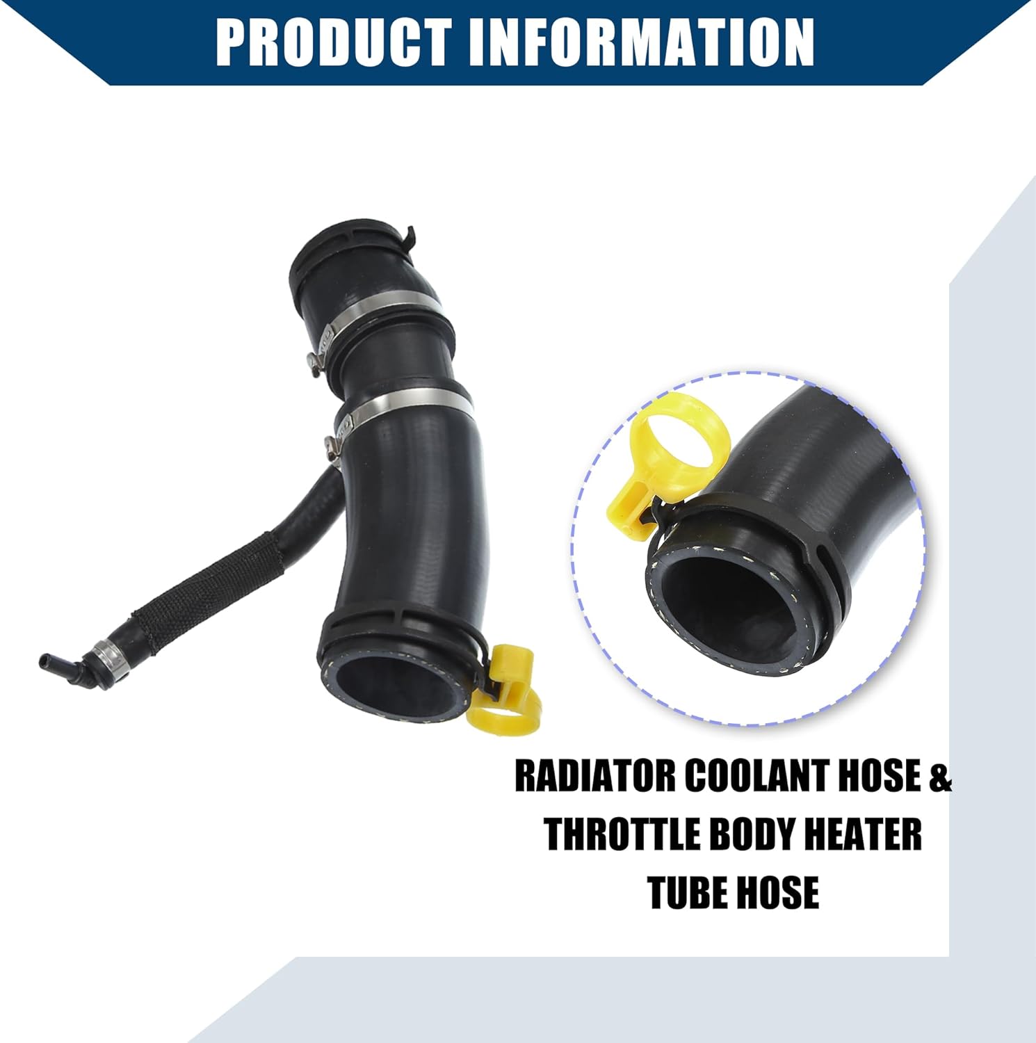 LR049990/LR045239 Thermostat Tube & Heater Outlet Hose for Land Rover Range Rover, Discovery, Defender / Black Rubber & Metal / 1 Set