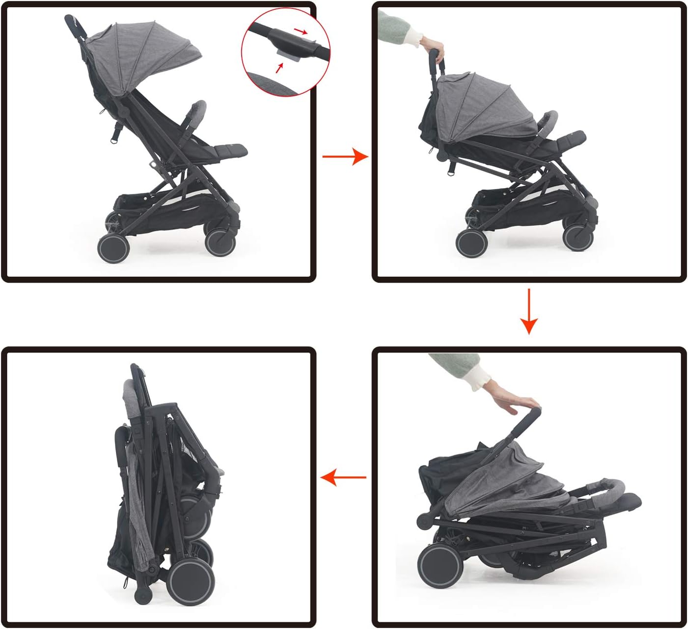 single hand fold stroller