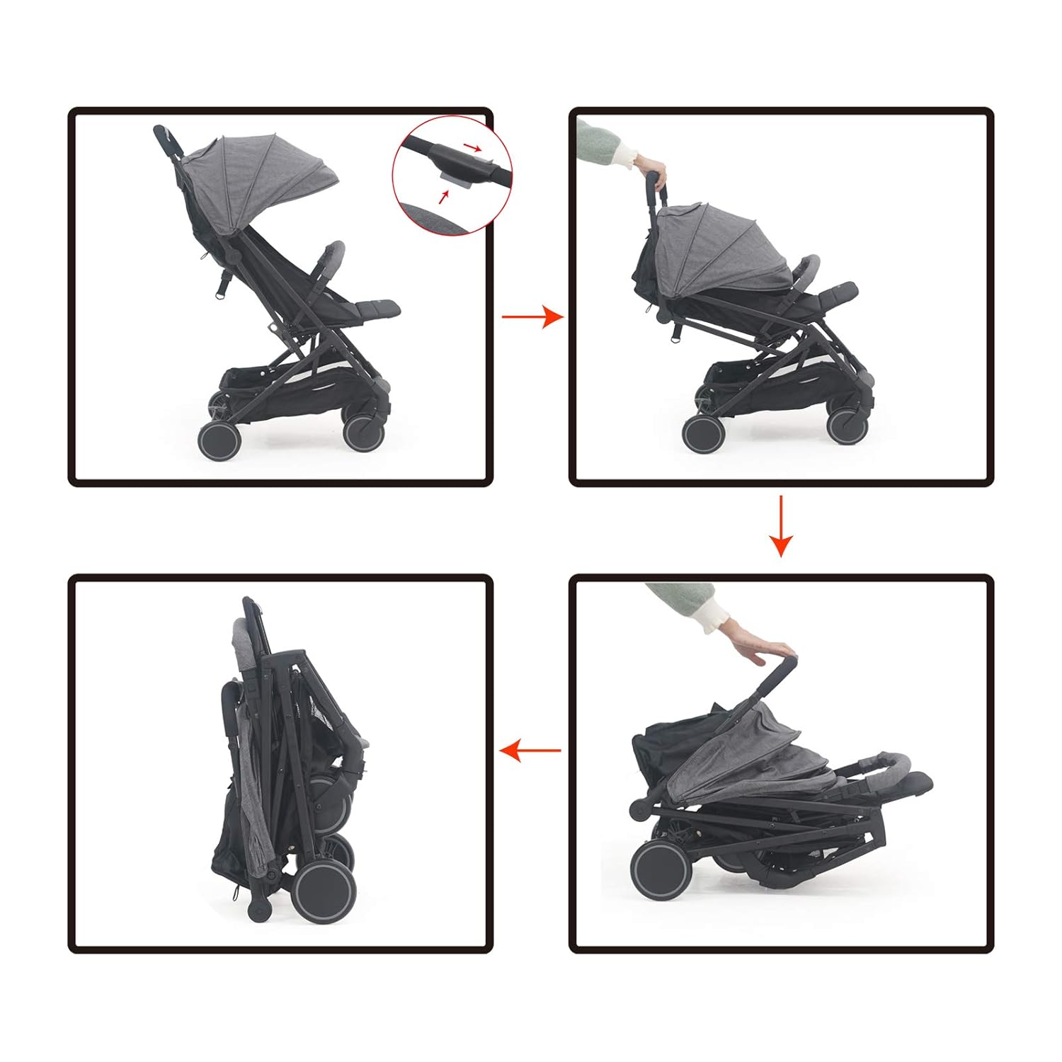 Pamo babe Compact Baby Stroller folding sequence