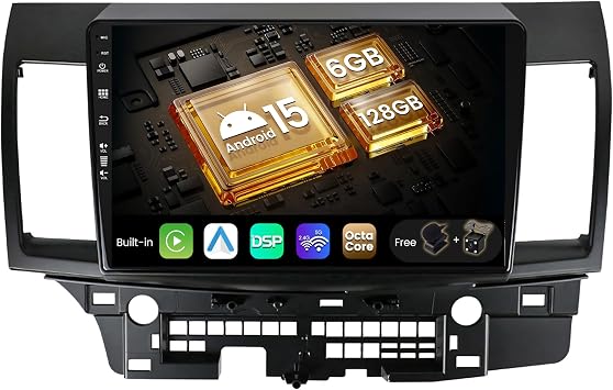 SXAUTO - 6G+128G - Android 15 IPS Car Stereo For Mitsubishi Lancer 2010-2016 - Wireless CarPlay/Android Auto - LED Camera + MIC - 9 Inch 2 Din - DAB Steering Wheel Fast-boot 360-CAM AHD WIFI