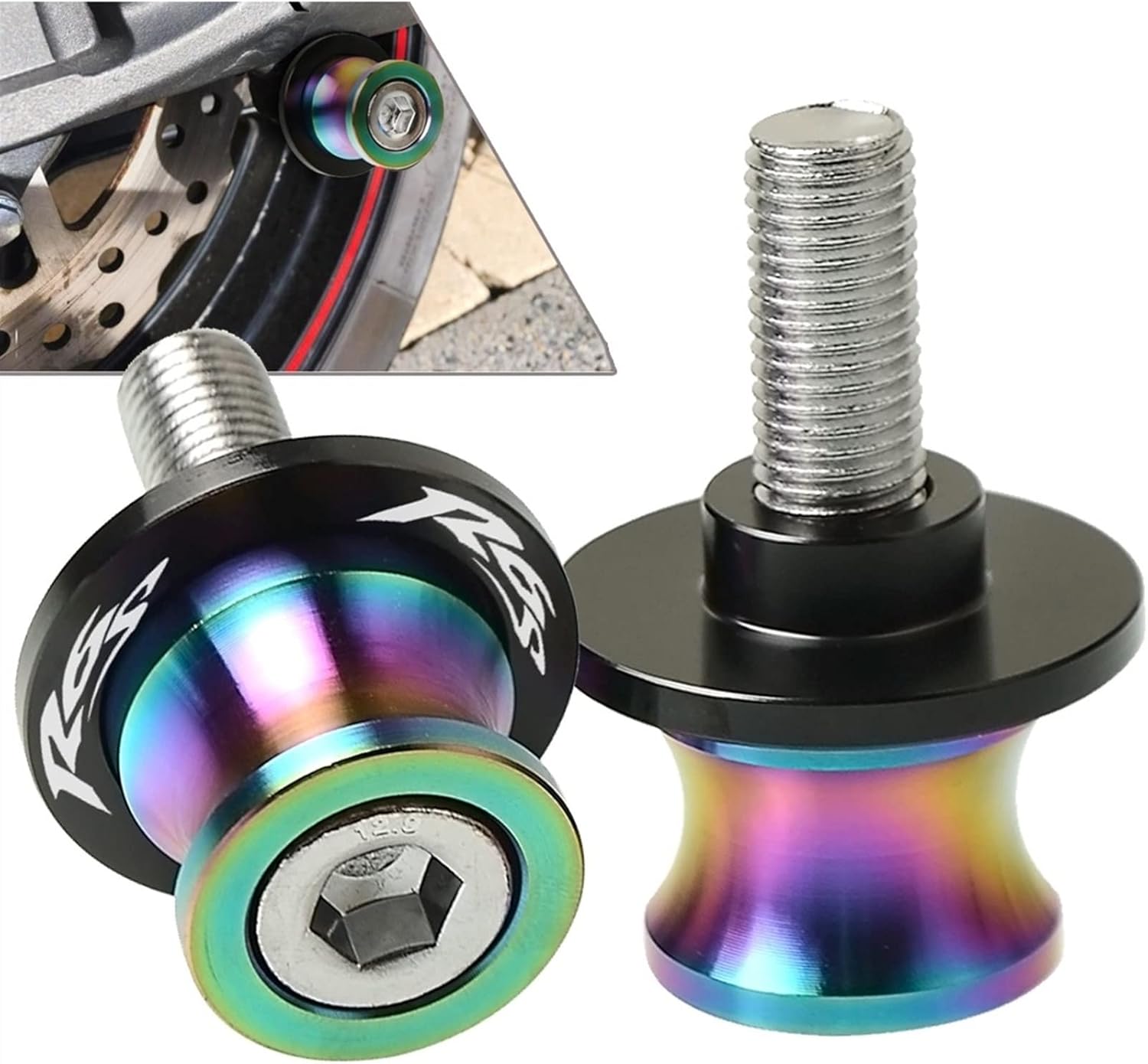 TOKAC Stand Screws 6mm Swingarm Stand Screws CNC Motorcycle Swing Arm Spools Sliders Bobbins for Yamaha R6S 2006 2007 2008 2009 2010 2011 2012 for Everyone (Color : Colorful Blue)