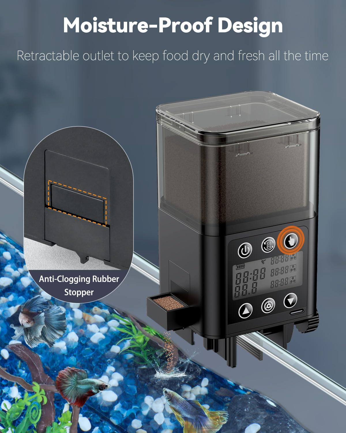 Pawfly Automatic Aquarium Feeder, USB Rechargeable 320 mL Auto Food Dispenser with Timer, Adjustable Vacation Feeder for Pellets, Granules and Powder - image 3