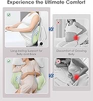 Vista 3 de Almohadas de embarazo para dormir, almohada de espuma viscoelástica de maternidad con soporte para la espalda, vientre y caderas, almohada de viaje