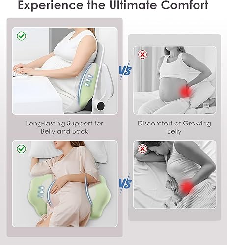 Miniatura 3 de Almohadas de embarazo para dormir, almohada de maternidad de espuma viscoelástica para espalda y vientre, almohada de cuña de viaje ajustable para
