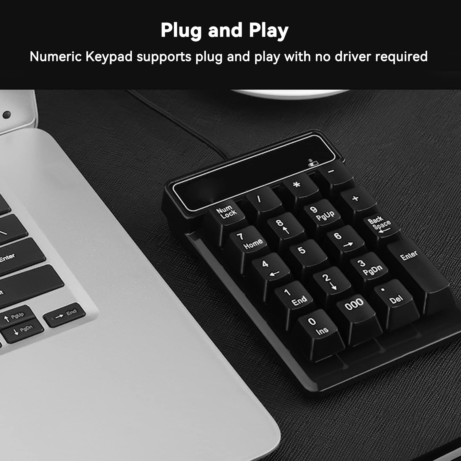 Mechaniczna klawiatura numeryczna, 19 klawiszy Klawiatura numeryczna 1,5M/5FT USB przewodowa klawiatura numeryczna do laptopa Komputer stacjonarny