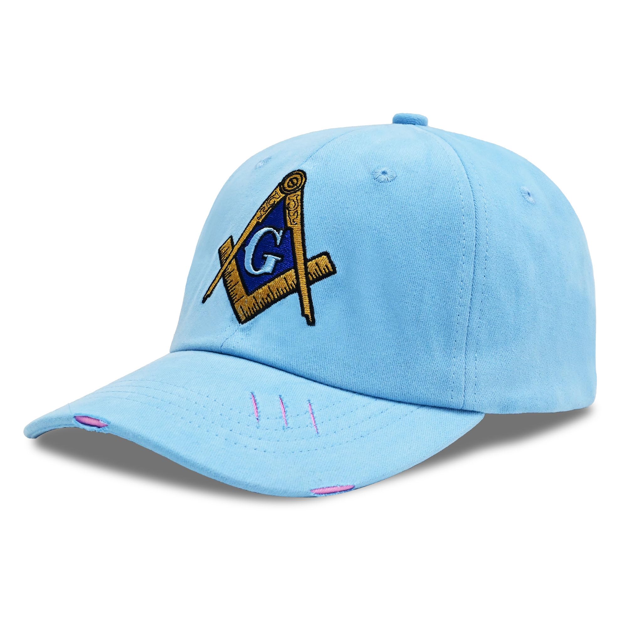 Embroidered Freemason Baseball Cap for Men and Women, 100% Cotton Adjustable Thickened Masonic Mason Classic Hat, Blue, One size