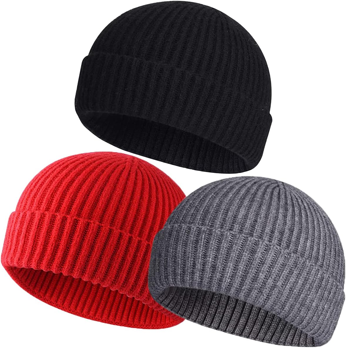 vidsel Short Fisherman Beanie for Men Women, Swag Wool Knit Cuff Trawler Skullcap,Winter Warm Hats