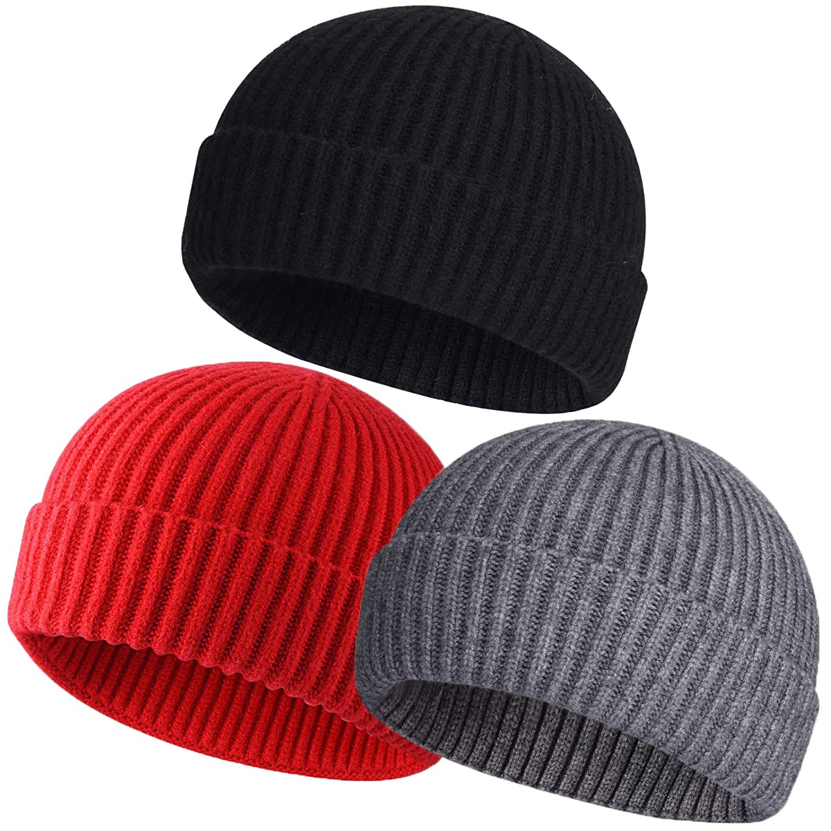 vidsel Short Fisherman Beanie for Men Women, Swag Wool Knit Cuff Trawler Skullcap,Winter Warm Hats