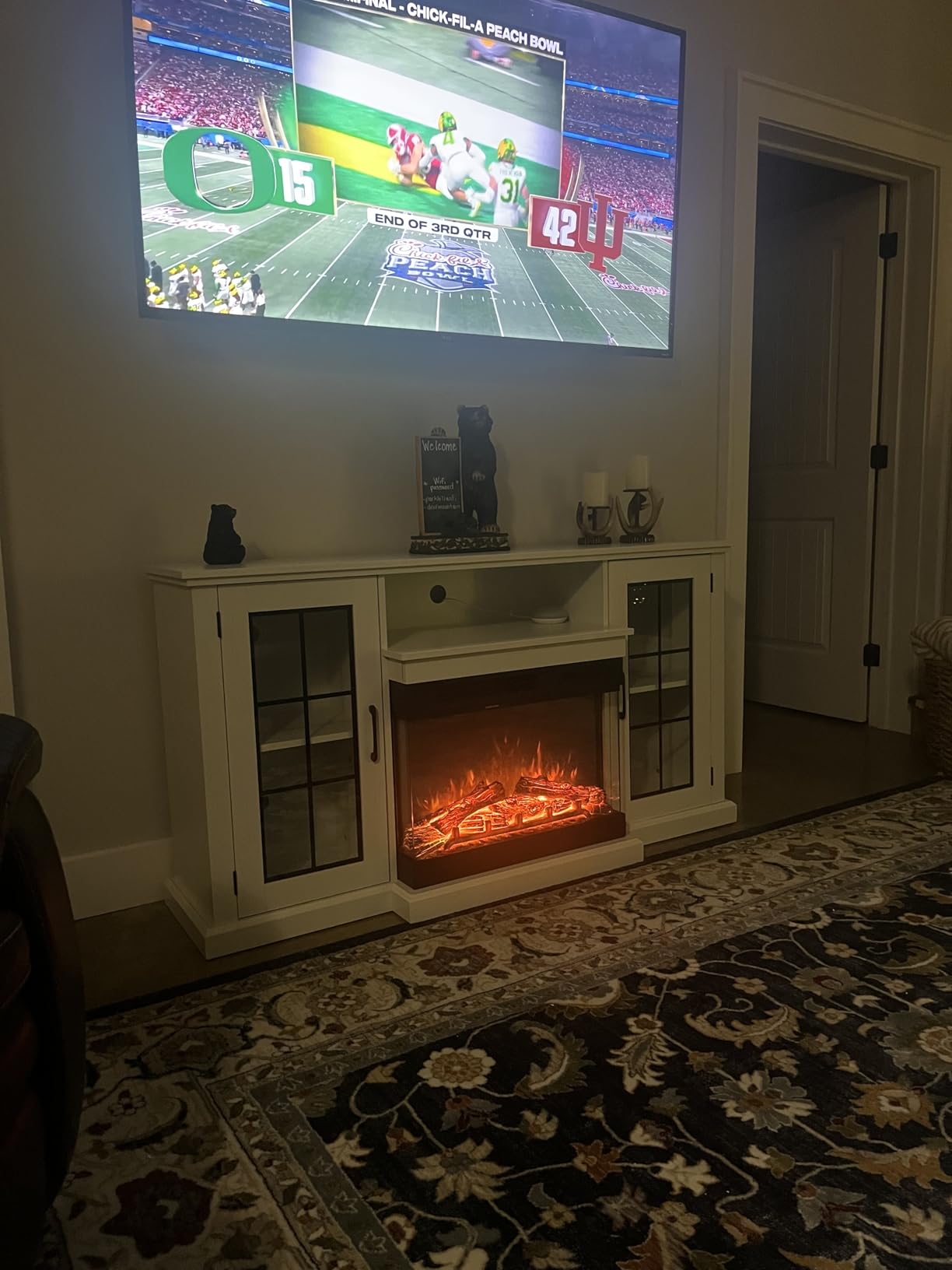 TV Stand with Fireplace, 70", Grey/Black photo review