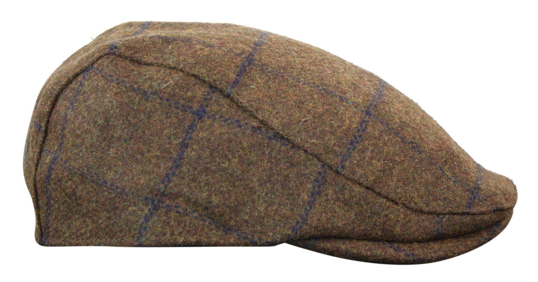 Cavani Men's Herringbone Tweed Design Wool Checked Vintage Retro Style Hat