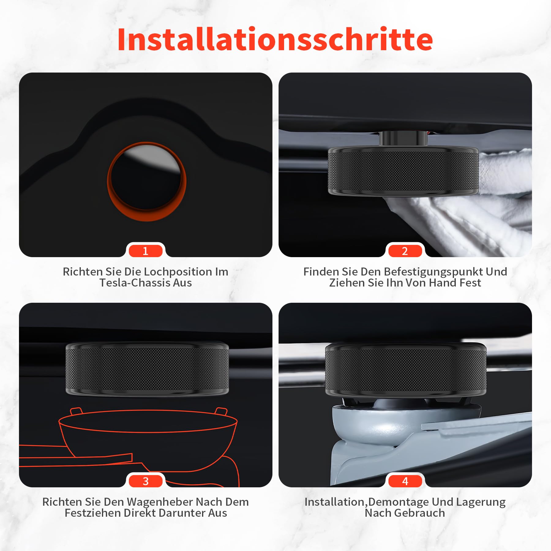 Jack Pad Tesla Caoutchouc Pads De Cric Pour Tesla Model Y/3/S/X - 4 Pièces Avec Boîte - Protection Batterie Et Châssis équipement Entretien Tesla