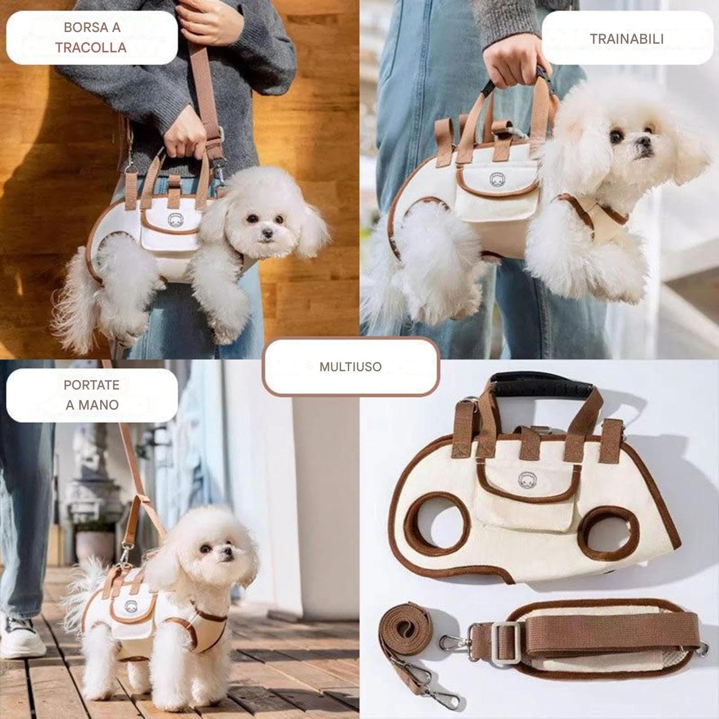 Zaino Porta Cani - Zaino Trasportino per Gatto con Sacchetto per Snack,Borsa Portatile Regolabile per Uscite all'Aperto Camminate Viaggi Escursioni Auto Bici Casa Quotidiana