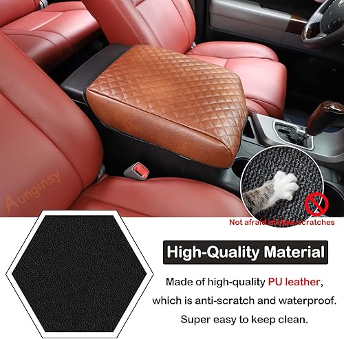 Miniatura 3 de Aunginsy Funda protectora de cuero para consola central de automóvil, compatible con TundraSequoia 2007-2013 para reposabrazos de consola central,