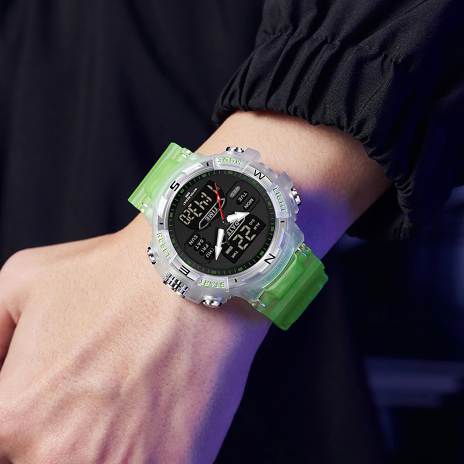 findtime Orologio militare da uomo, orologio digitale, 5 ATM, impermeabile, grandi orologi, da uomo, sportivo, sveglia, cronometro a LED, digitale, militare, per uomini, uomini, ragazzi, coutdown