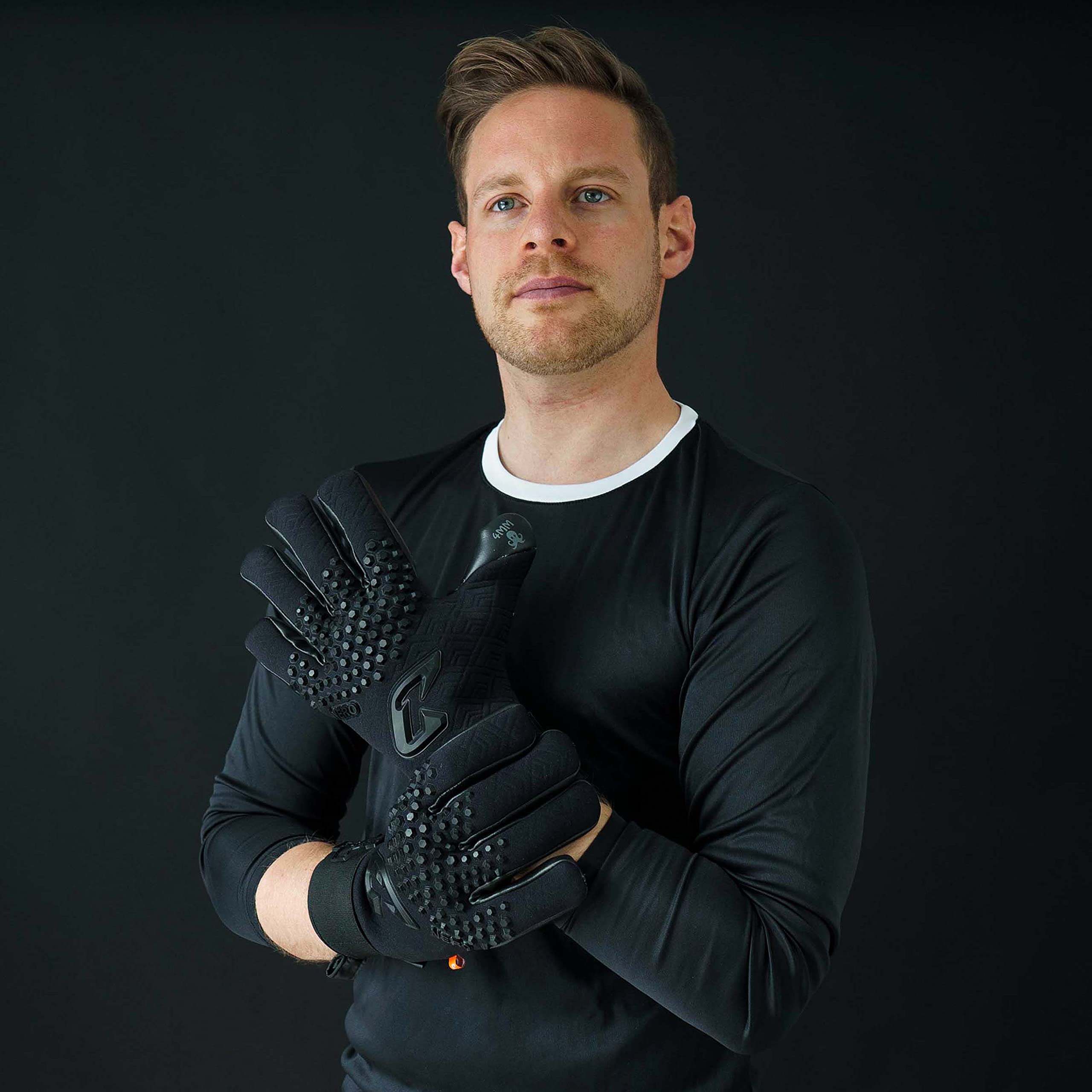 CATCH&KEEP Guanti da portiere professionali per adulti, massima presa, modello premium – guanti da calcio – con la nostra impugnatura Octopus (nero scuro | nero, 6)