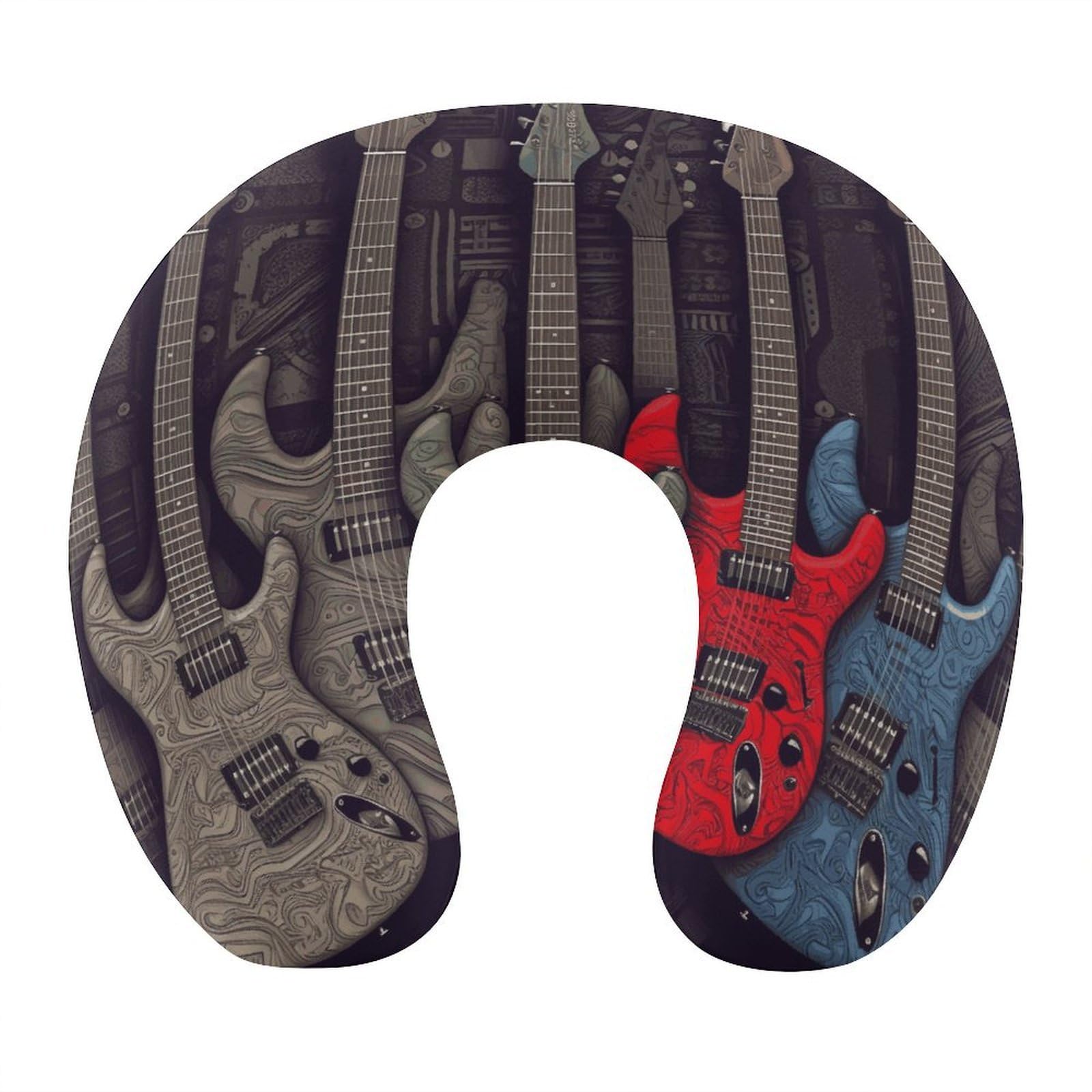 Btcowzrv Style Guitar Pattern U Shaped Neck Pillow Travel Pillows