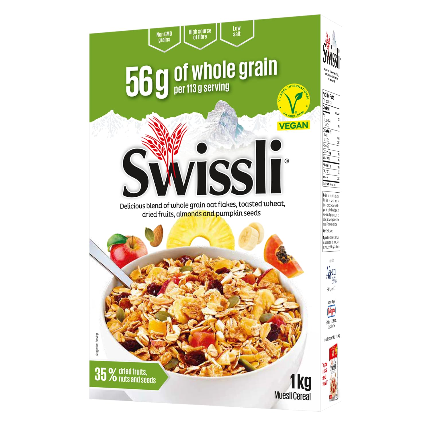 Swissli Muesli 1kg - 35% Fruit and Nut - PACK OF 14 / VEGAN/NON GMO