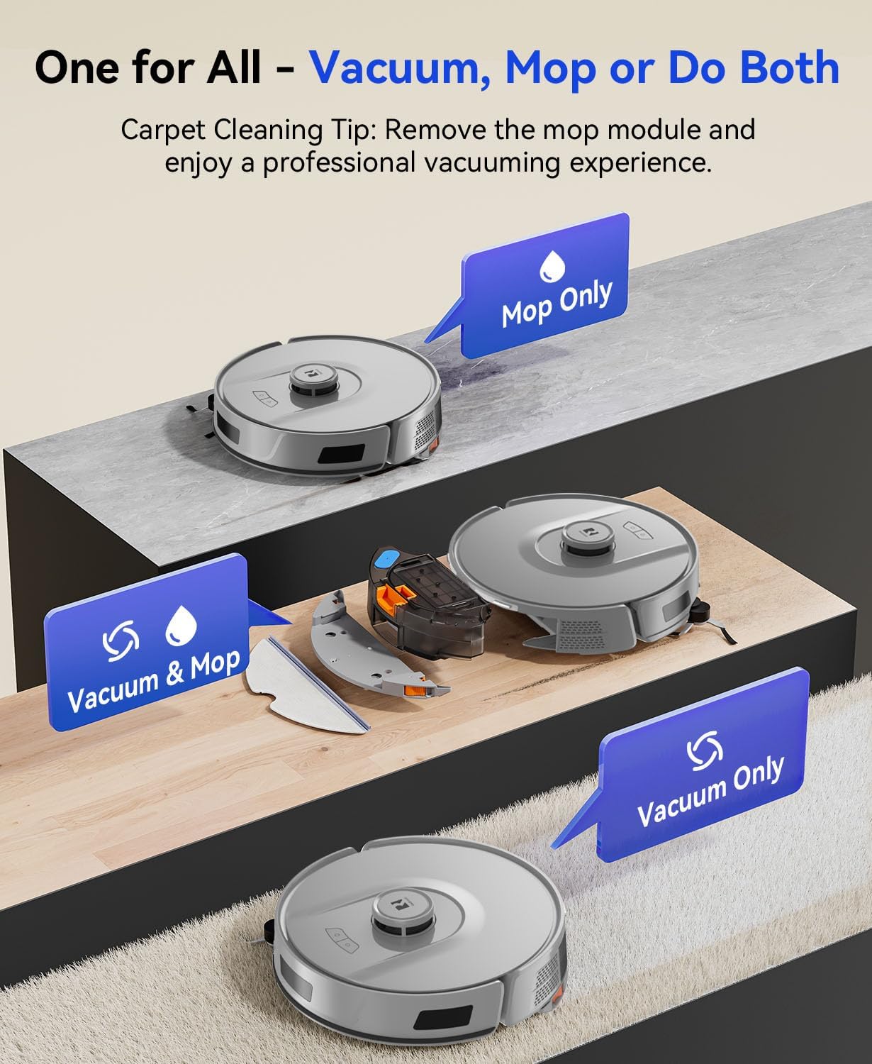 Redroad Robot Vacuum Cleaner 20,000Pa Robot Vacuum and Mop,90 Day Self Emptying Vacuum Robot,Lidar Navigation,5G/2.4GWiFi APP Aspirateur Robot,Self-Charging Robot Vacuums for Pet,Floor,Carpet R11Gray