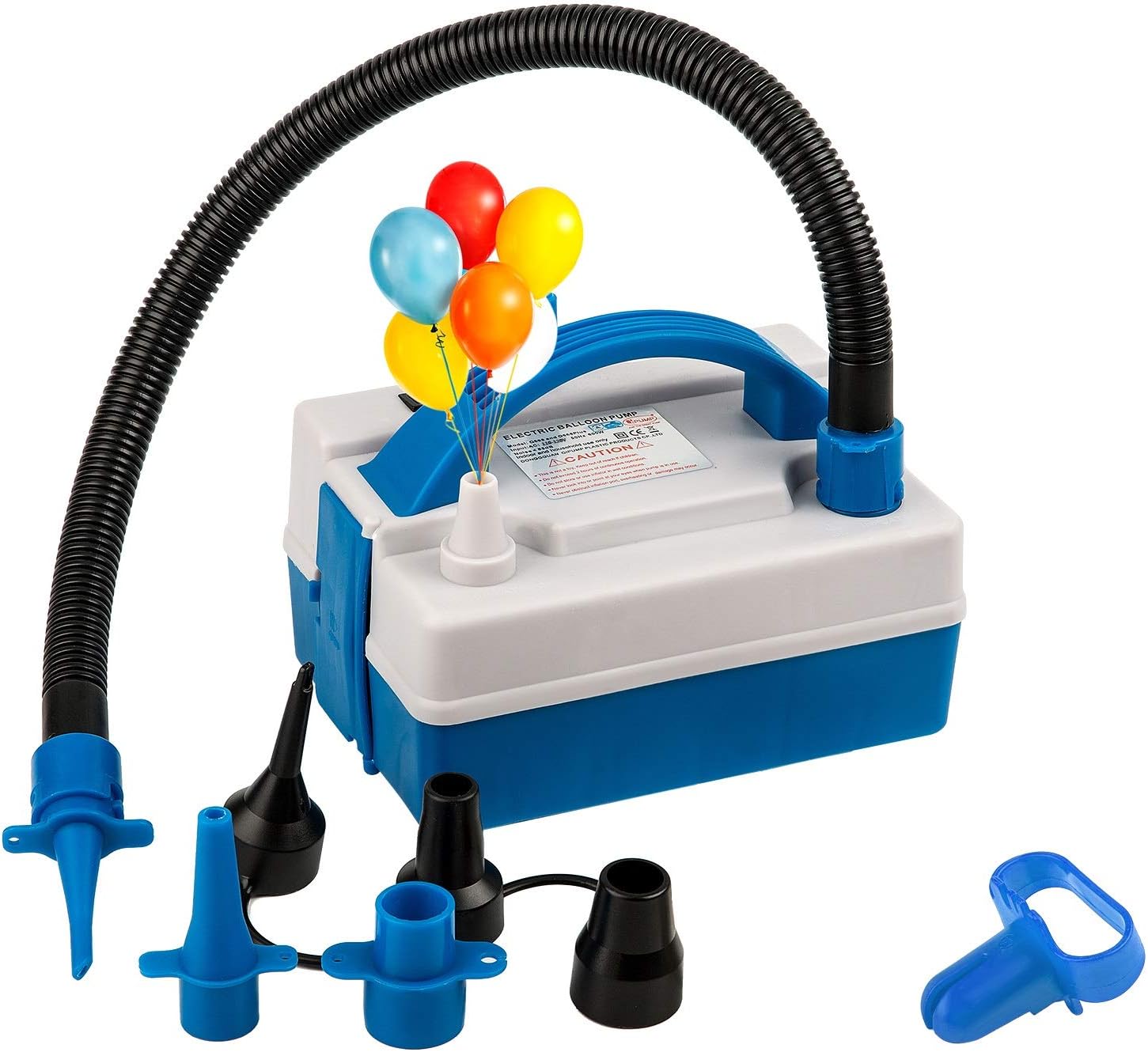 ilin Electric Air Balloon Pump Inflator, Portable Dual Nozzle 110V 600W Electric Balloon Blower Inflator with Mutipurpose Hose Extension and Nozzle