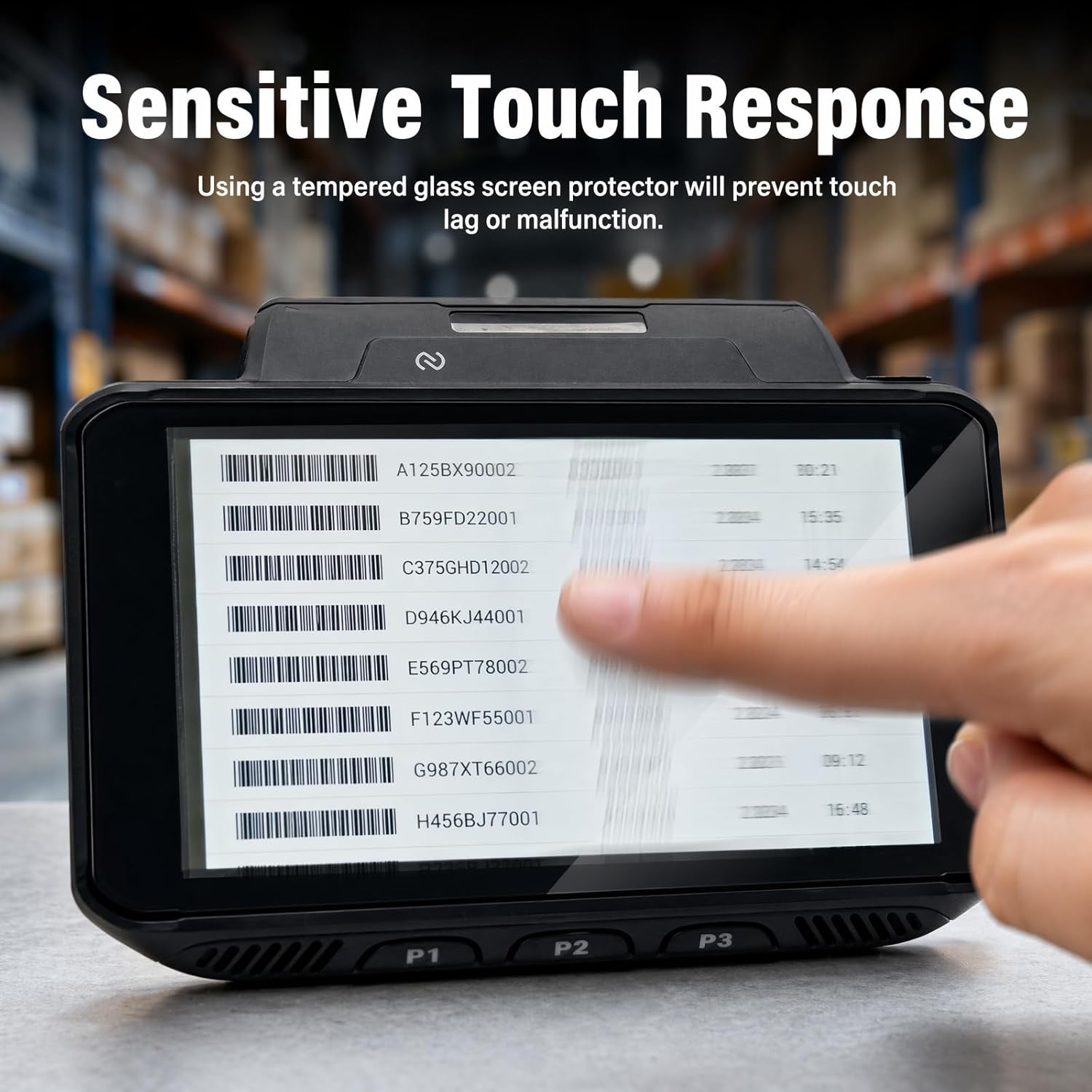 3Pcs Tempered Glass Screen Protector Replacement for Zebra WT5400 WT6400 WT64B Wearable Computer, Replace MISC-WT5X6-SCRN-05 Scanner Tablet Display Protective Film