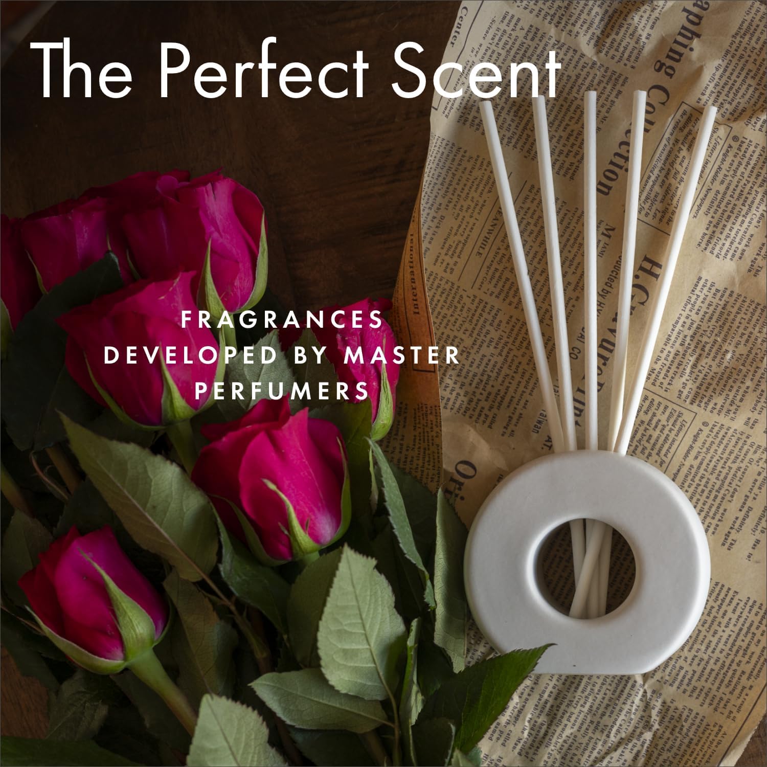 ScentAir Infused Liquidless Reeds | Includes 25 Flameless Reeds and 1 Decorative Vase, White | Essential Oil Aroma Diffuser Sticks | Fresh Spa Scents | Amazon Exclusive | Mocha Crème Brûlée