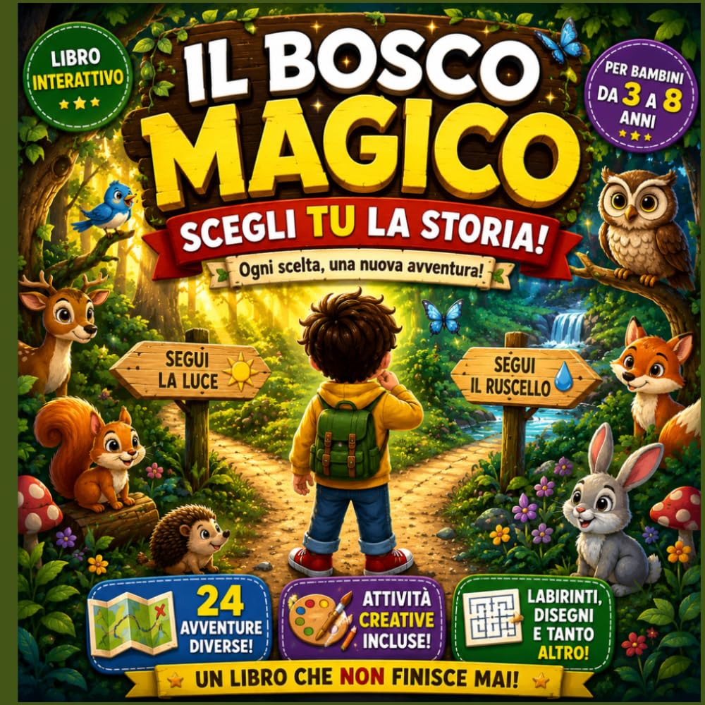 Il Bosco Magico: Libro Interattivo per Bambini dai 3 agli 8 Anni: Scegli Tu la Storia con 24 Avventure Diverse e Attività Creative (SCEGLI TU LA ... principale di questa collana di libri.)